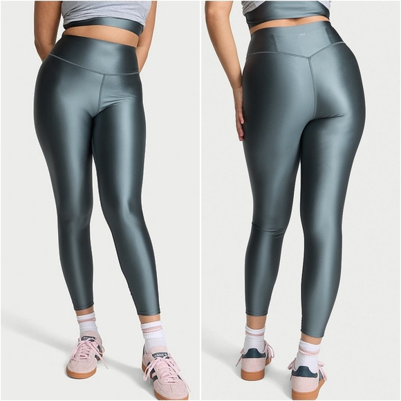 Victoria's Secret Pants - Victoria's Secret Glossy Tech Liquid Shine Leggings Sz XL NWT Dark Steel